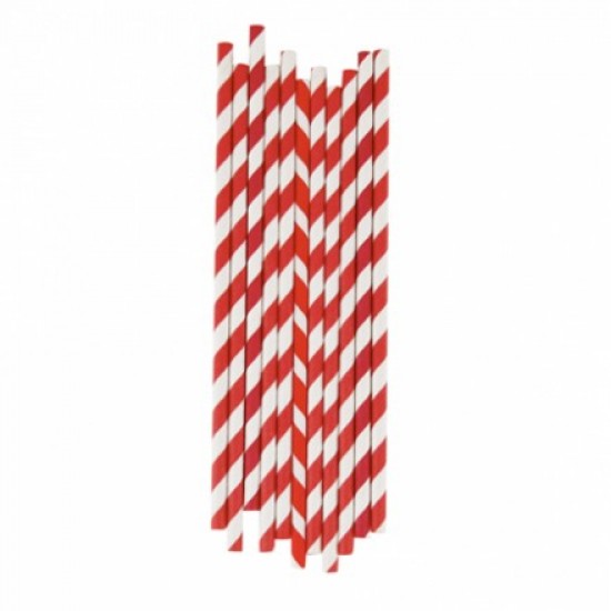 Paper straw red stripe 8 MM X 240 MM 